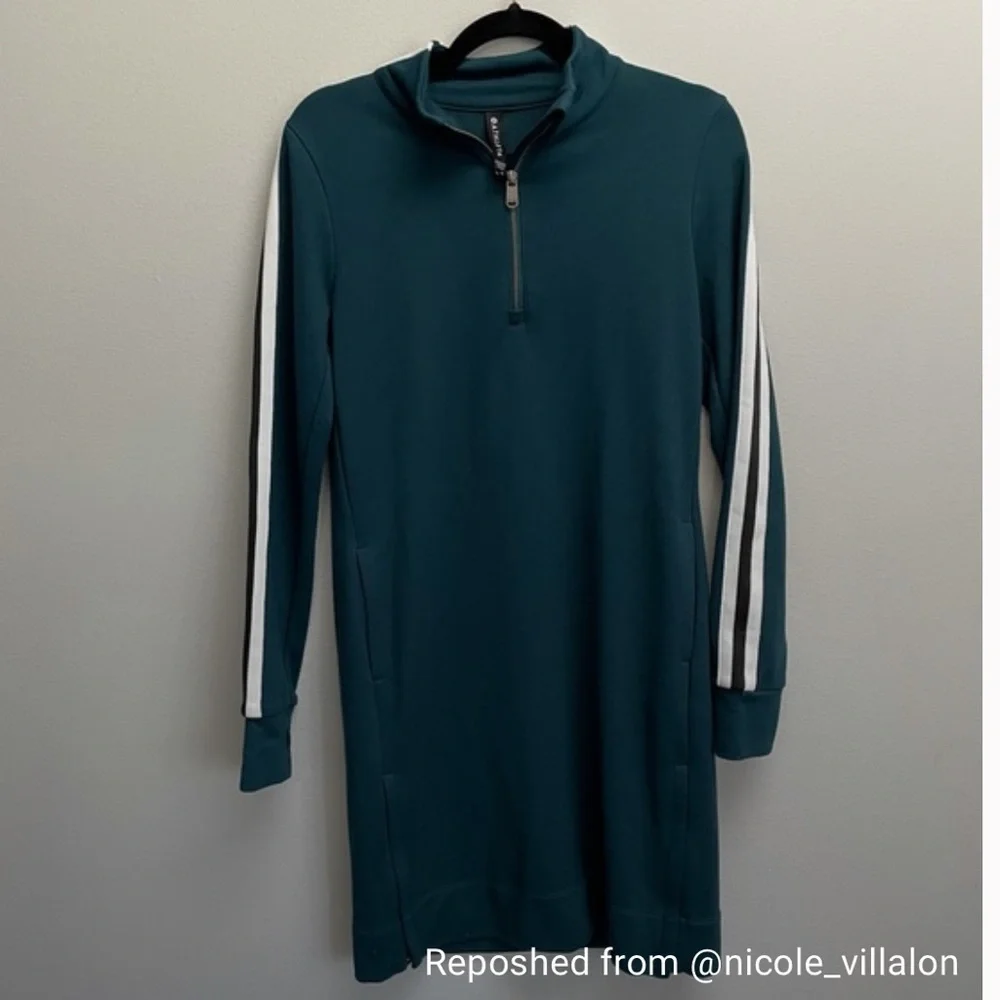 Athleta Circa Long Sleeve Track 1/4 Zip Sweatshirt Dress